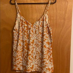 Ava Sky spaghetti strap tank, mustard and blue